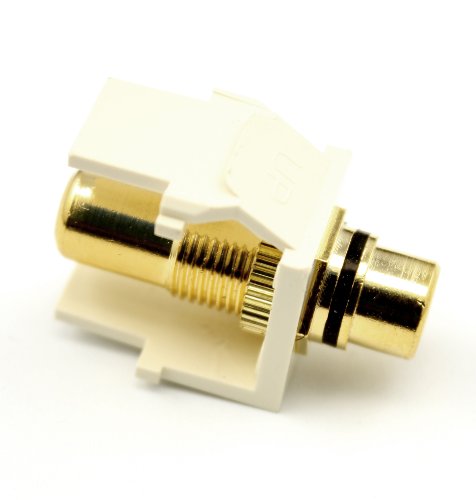 Leviton 40830-BAE Quickport RCA Gold-Plated Connector with Black Stripe, Almond