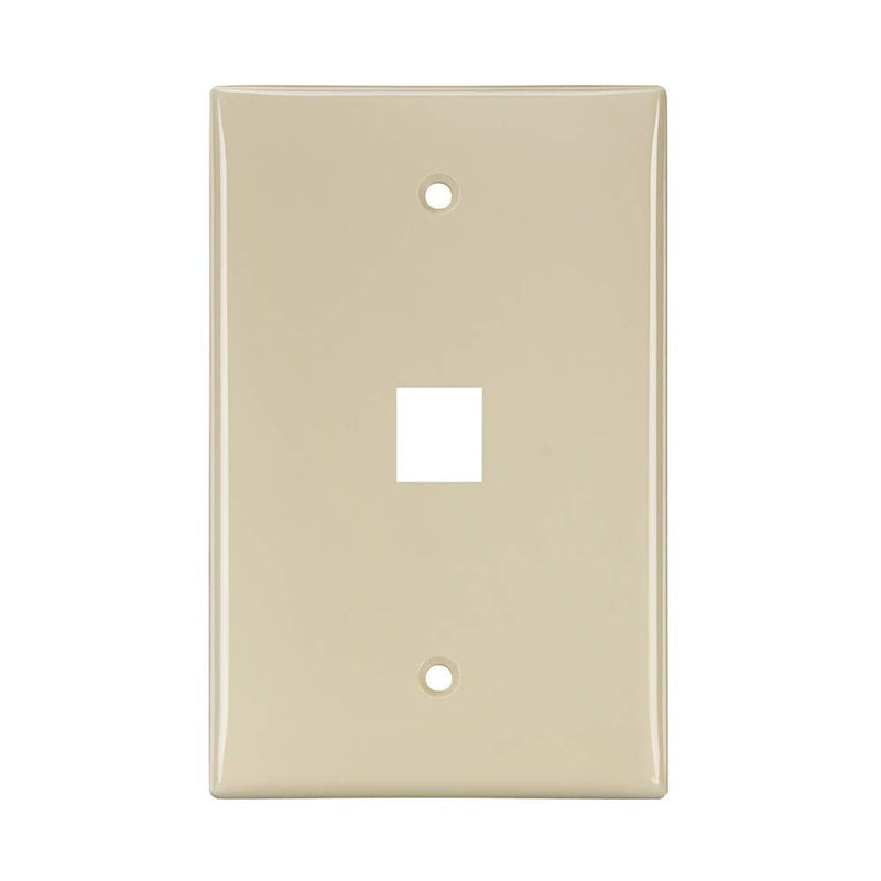 Leviton 41091-1IN QuickPort Midsize Wallplate, Single Gang, 1-Port, Ivory