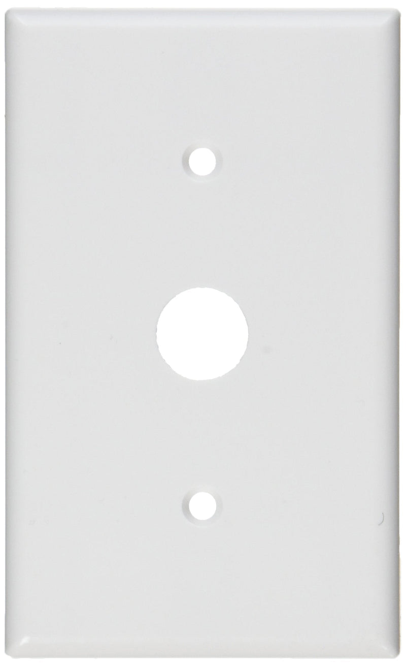 Leviton 88037 1-Gang .625-Inch Hole Device Telephone/Cable Wallplate, Thermoset, Strap Mount, White