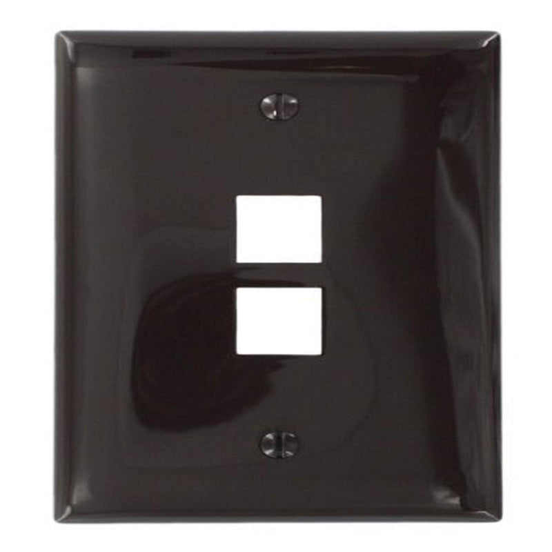 Leviton 41091-2BN QuickPort Midsize Wallplate, Single Gang, 2-Port, Brown