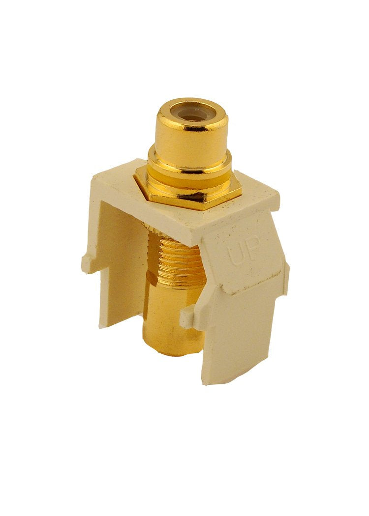 Leviton 40830-BAY Quickport RCA, Gold-Plated Connector with Yellow Strip, Almond