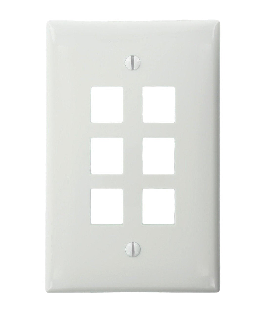 Leviton 41091-6WN QuickPort Midsize Wallplate, Single Gang, 6-Port, White