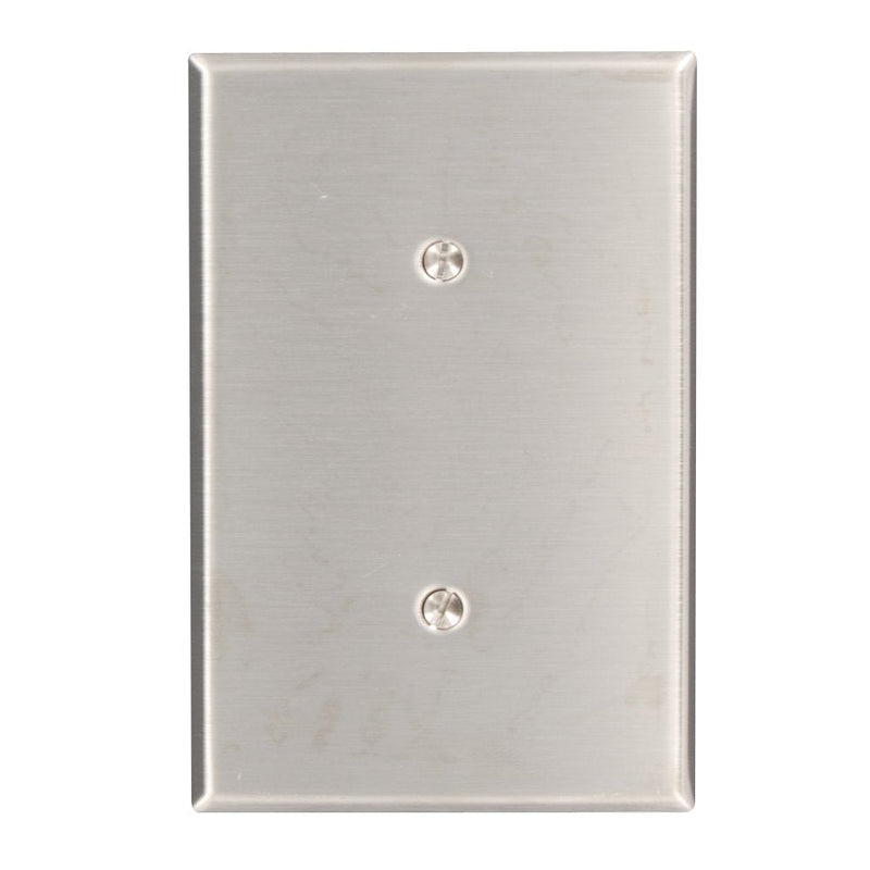 Leviton 84119-40 1-Gang No Device Blank Wallplate, Oversized, 302 Stainless Steel, Strap Mount, Stainless Steel