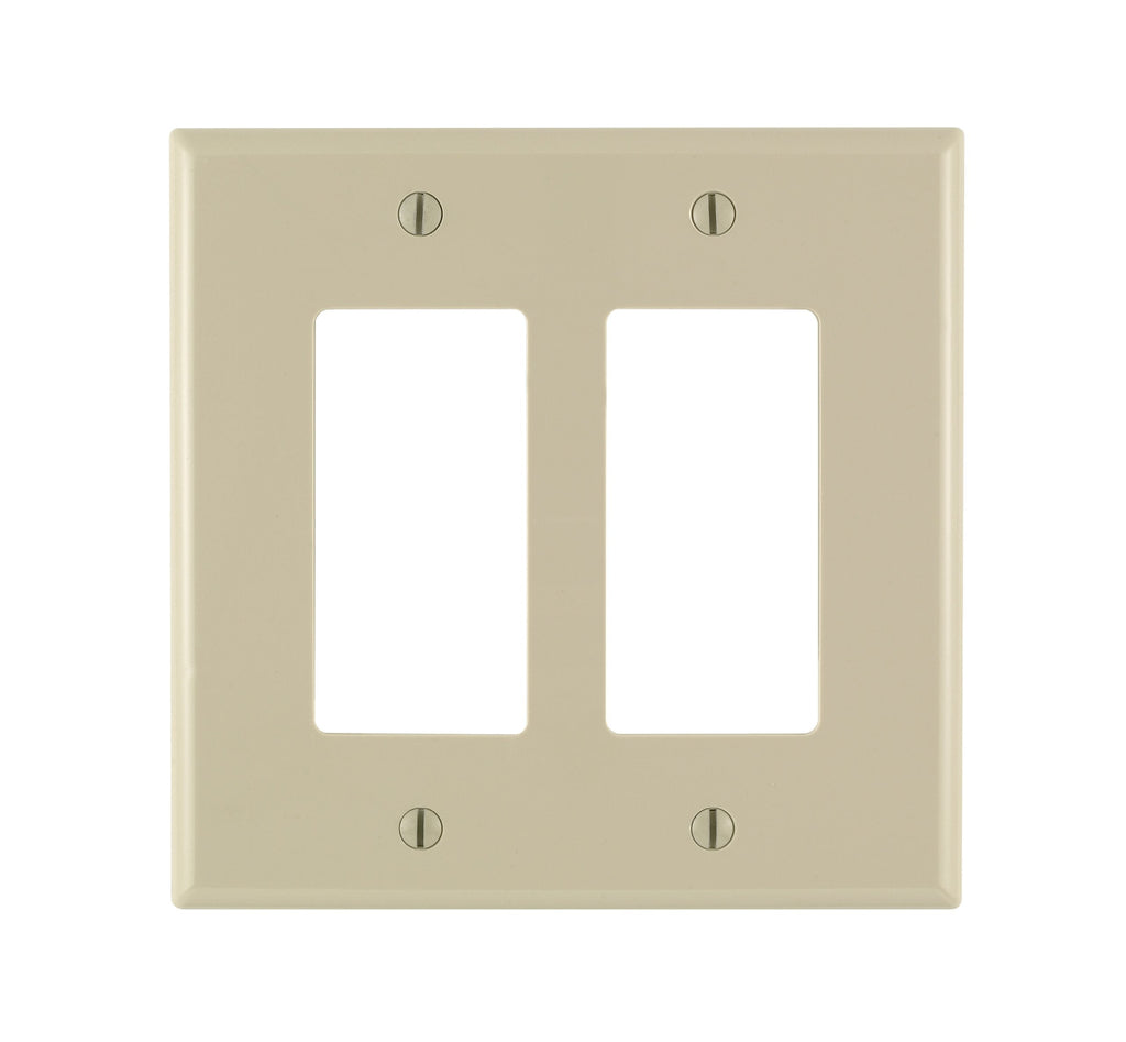 Leviton 86602 2-Gang Decora/GFCI Device Wallplate, Oversized, Thermoset, Device Mount, Ivory