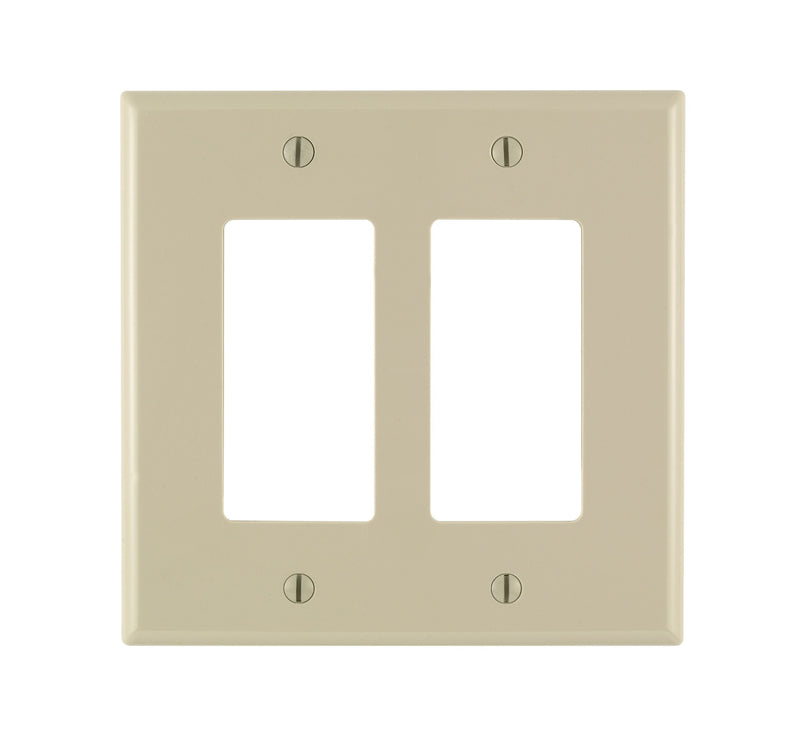 Leviton 86602 2-Gang Decora/GFCI Device Wallplate, Oversized, Thermoset, Device Mount, Ivory