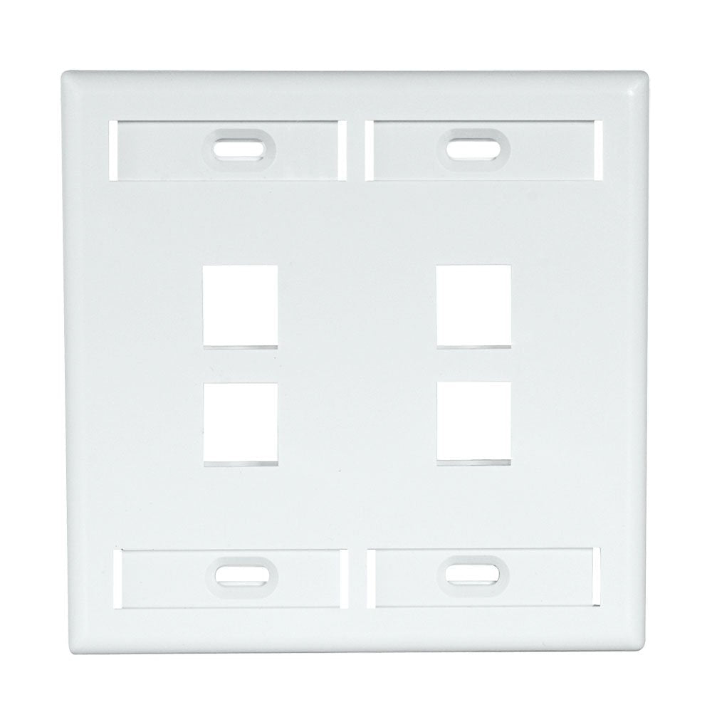 Leviton 42080-4WP 4-Port Dual Gang QuickPort Wallplate with ID Windows, White 4 Port