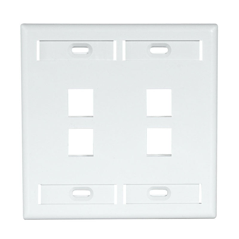 Leviton 42080-4WP 4-Port Dual Gang QuickPort Wallplate with ID Windows, White 4 Port