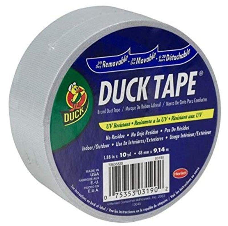 Duck Brand 528183 Removable Duct Tape, 1.88-Inch by 10-Yard, Single Roll, White