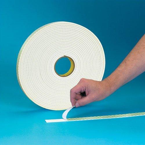 3M Double Coated Urethane Foam Tape 4008, Off White, 1/2 in x 36 yd, 125 mil