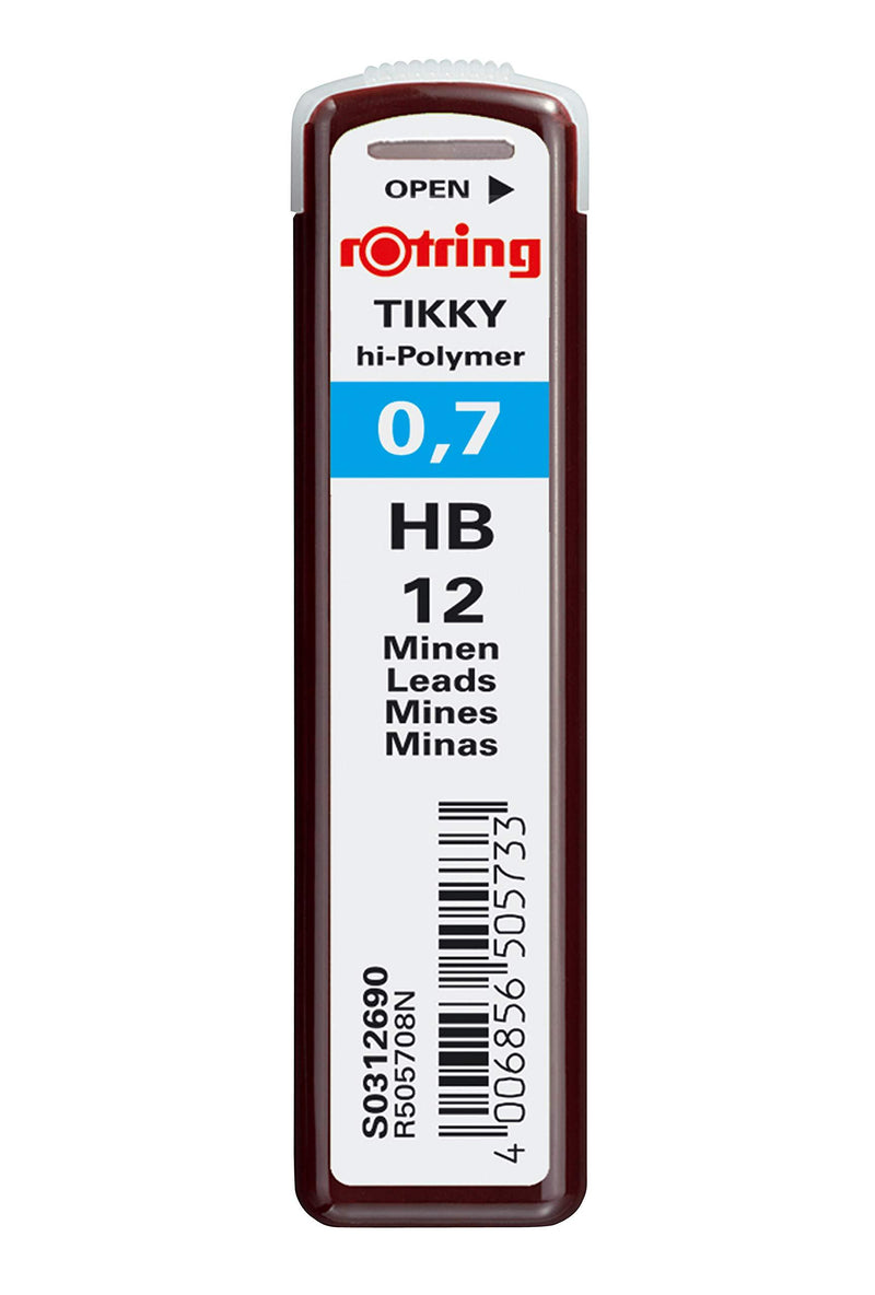 rOtring Tikky Mechanical Pencil Lead 0.7mm, HB, 12 Lead (R505 708 HB)