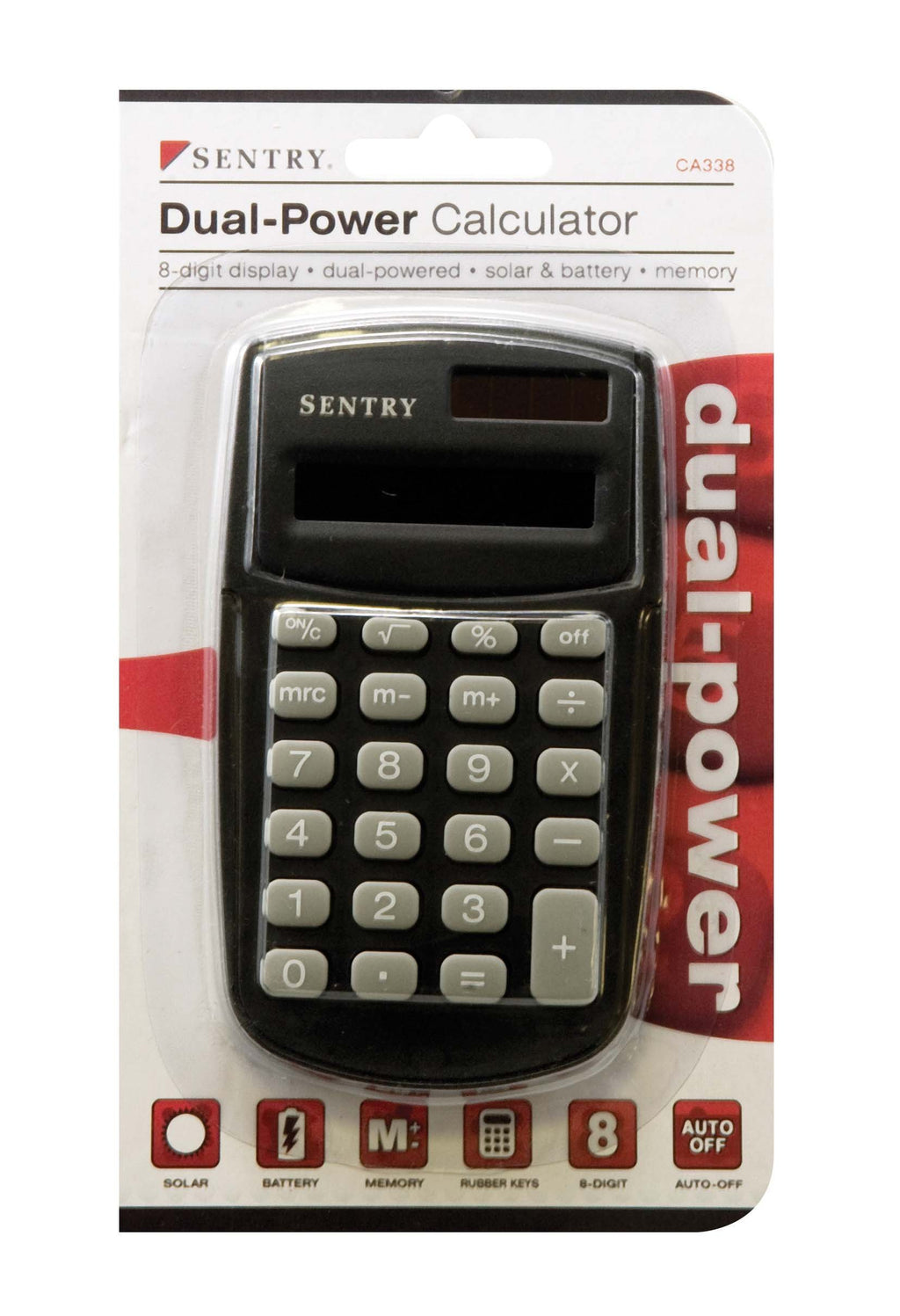 Sentry Dual-Power Calculator (CA338) Black