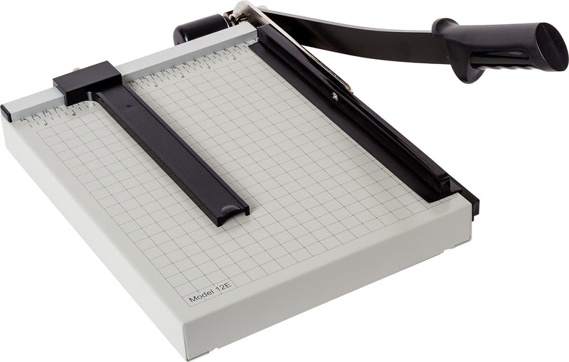 Dahle 12e Vantage Paper Trimmer, 12" Cut Length, 15 Sheet, Automatic Clamp, Adjustable Guide, Metal Base with 1/2" Gridlines, Guillotine Paper Cutter Cut Length: 12"