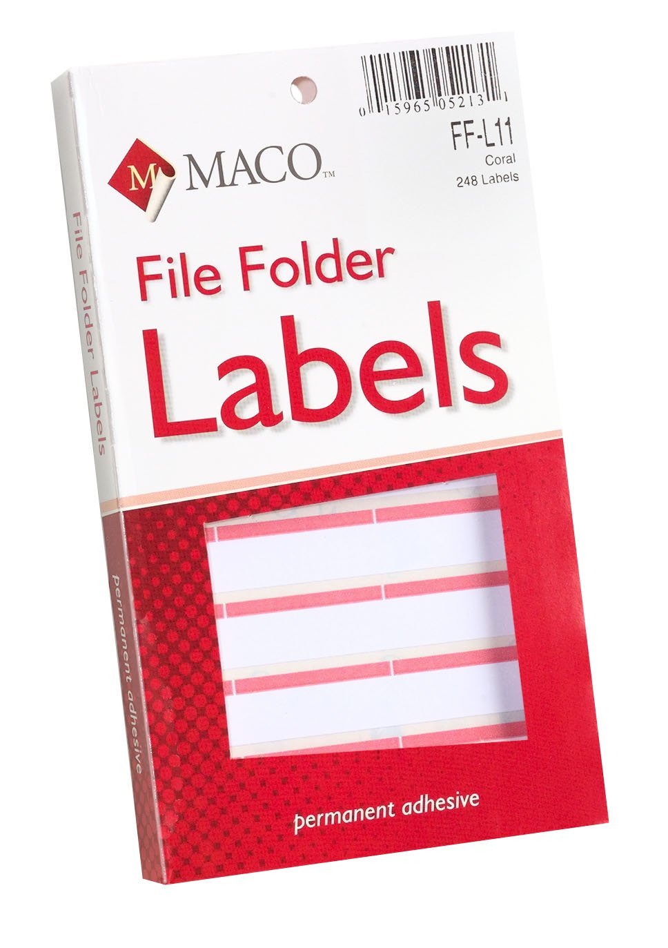 MACO Coral File Folder Labels, 9/16 x 3-7/16 Inches, 248 Per Box (FF-L11)