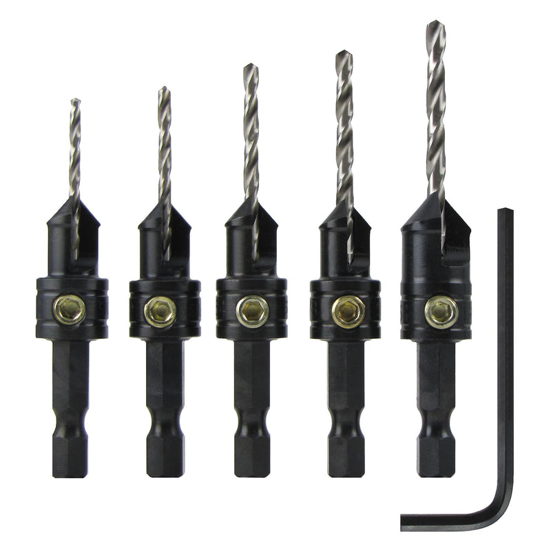 Snappy Tools Quick-Change 5-Pc. Countersink Drill Bit Set. Proudly Made in the USA. 5 Piece Countersink Set