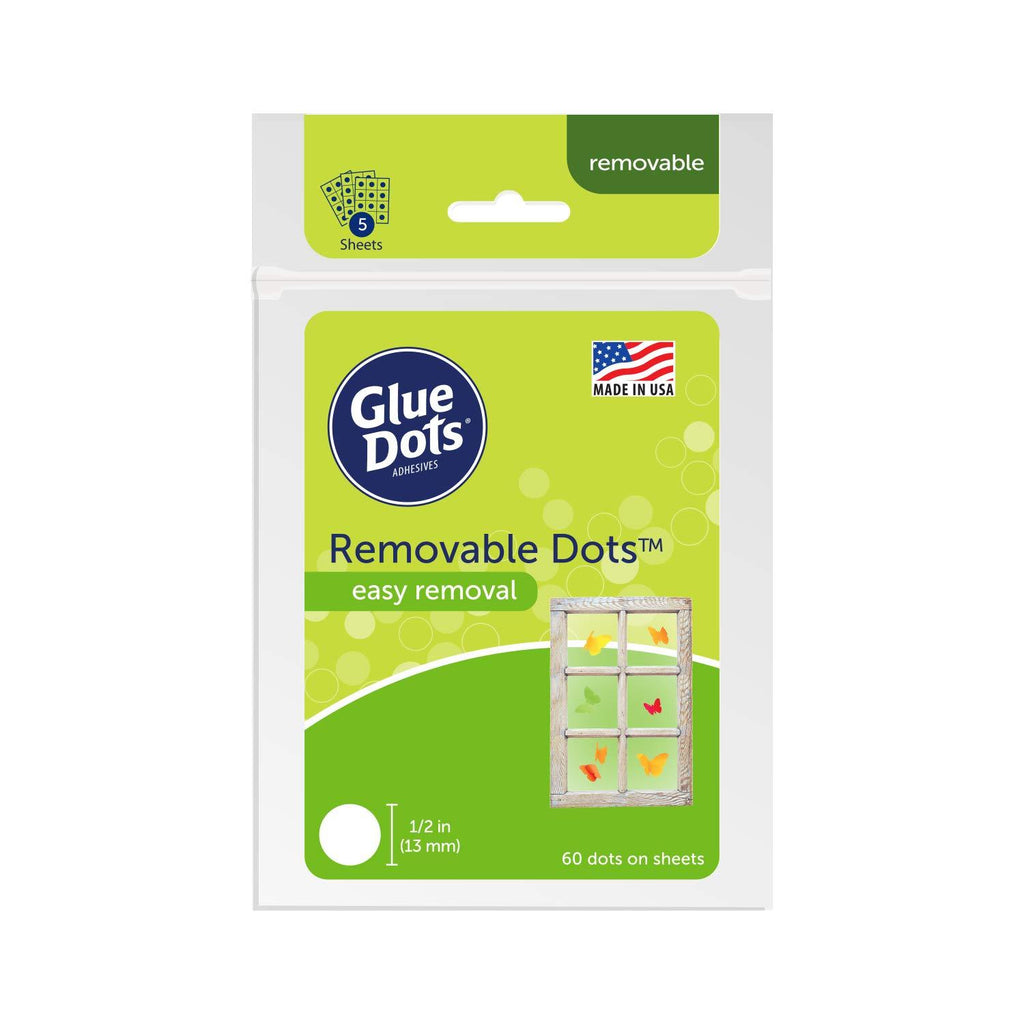 Glue Dots Removable Adhesive Dot Sheets, Contains 60 (.5 Inch) Diameter Adhesive Dots (OF222REM) Single