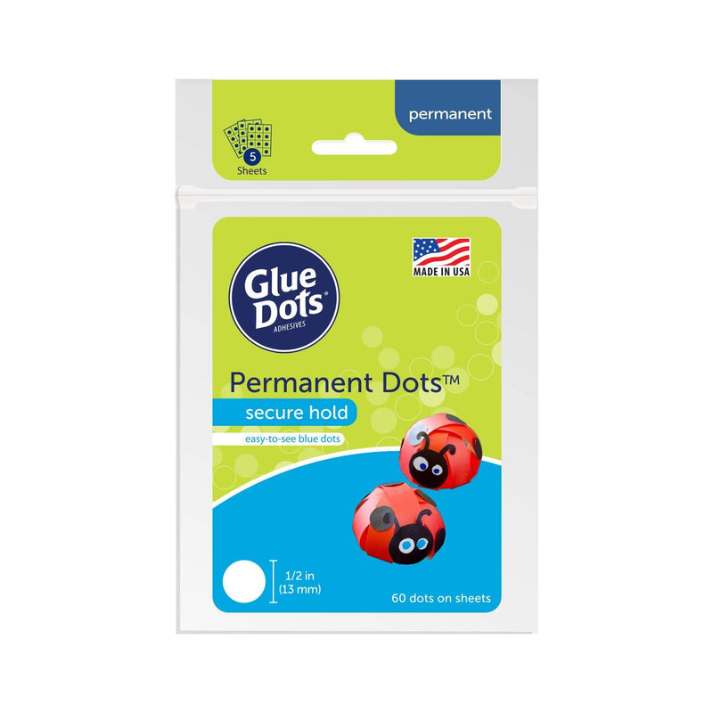 Glue Dots Gdof111Perm Sheet 60Ct Permanent Acid Free, Multicolor