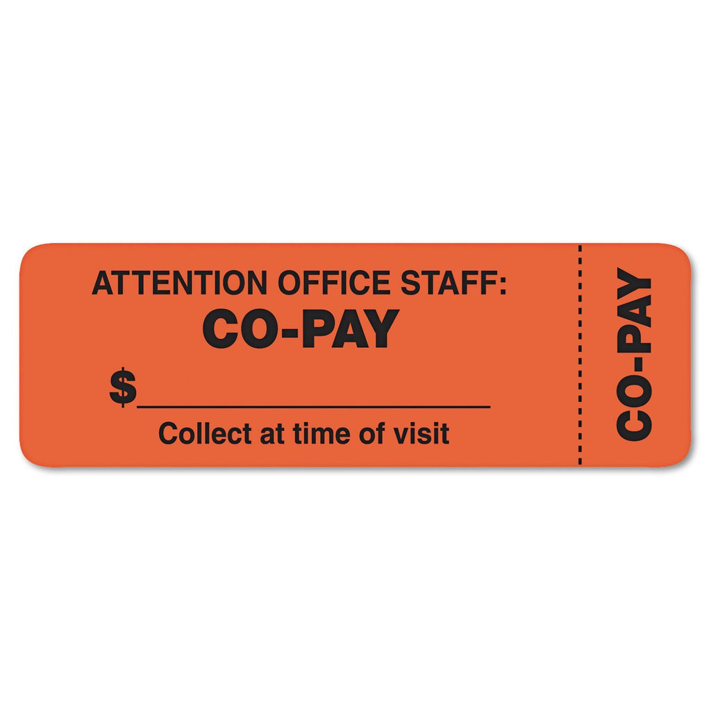 Tabbies 40566 Attention Office Staff Medical Labels, 1 x 3, Orange, 500 per Roll