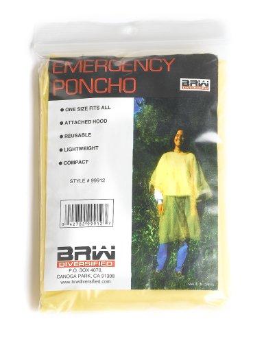 First Aid Only Emergency Poncho With Hood, One Size, 12-Count Package