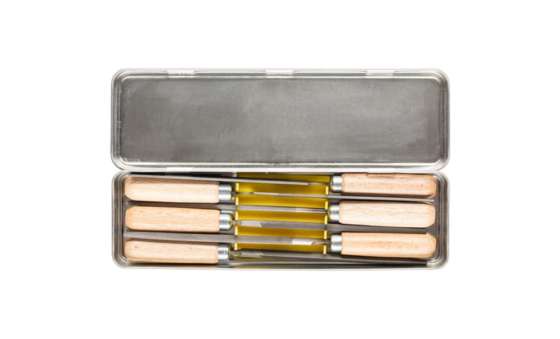 Pferd Key File Set 265 K in Metal Box, 6 Files, 4 inch, with Wooden Handles, 17010 – Ideal for Fine and Delicate Filing