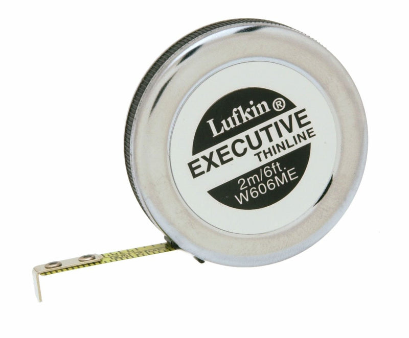 Crescent Lufkin 1/4" x 2m/6' Executive® Thinline Yellow Clad Pocket SAE/Metric Tape Measure - W606ME