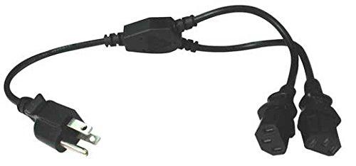 Hosa YIE-406 Dual IEC C13 to NEMA 5-15P Power Y Cable, 1.5 Feet 18 AWG x 3 OFC
