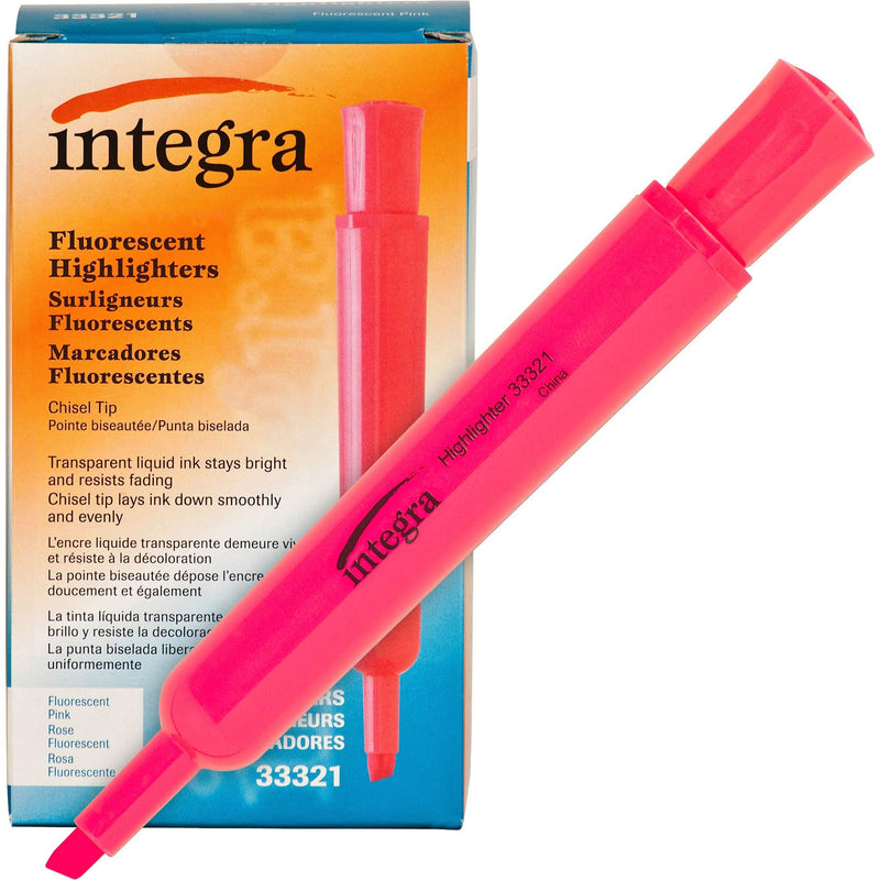 Integra Desk Highlighter, Chisel Tip, Fluorescent Pink (ITA33321)