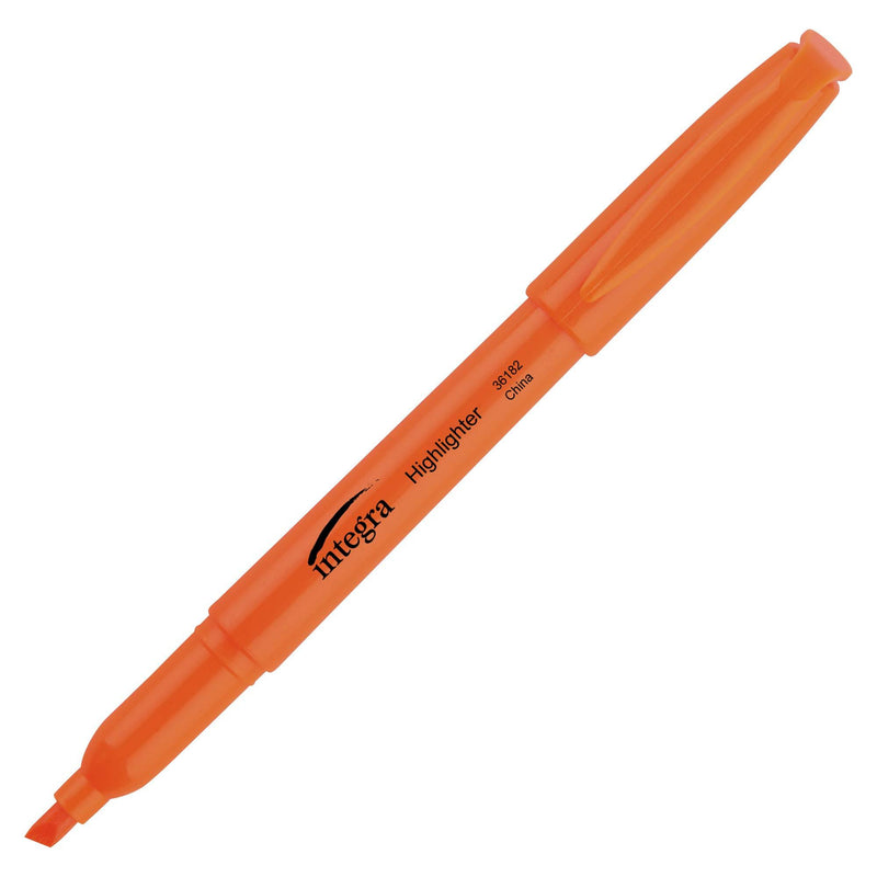 Integra Pen Style Highlighter, Chisel Point, Fluorescent Orange (ITA36182)