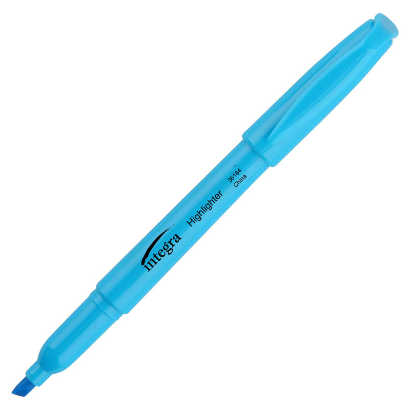 Integra Pen Style Highlighter, Chisel Point, Fluorescent Blue (ITA36184)