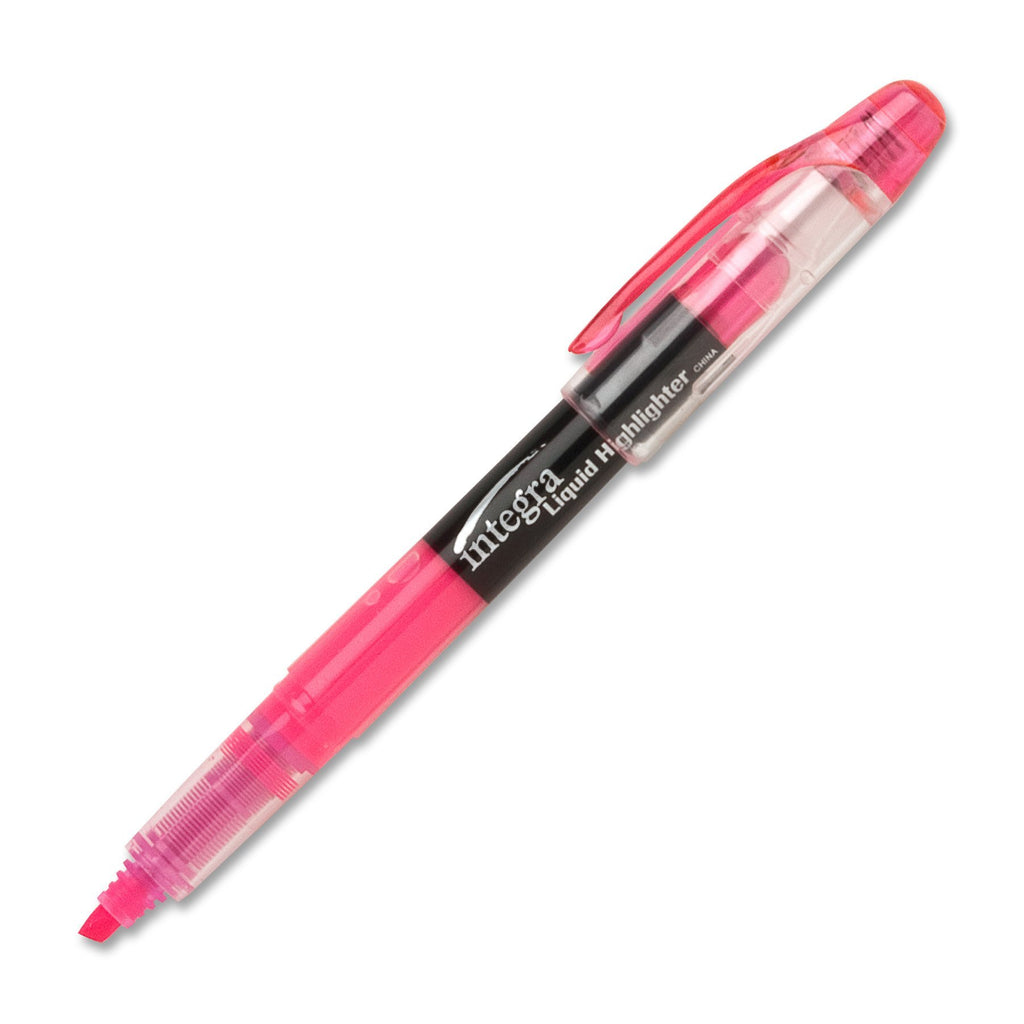 Integra Liquid Ink Highlighter, Chisel Tip, Fade Resistant, Fluorescent Pink (ITA33312)