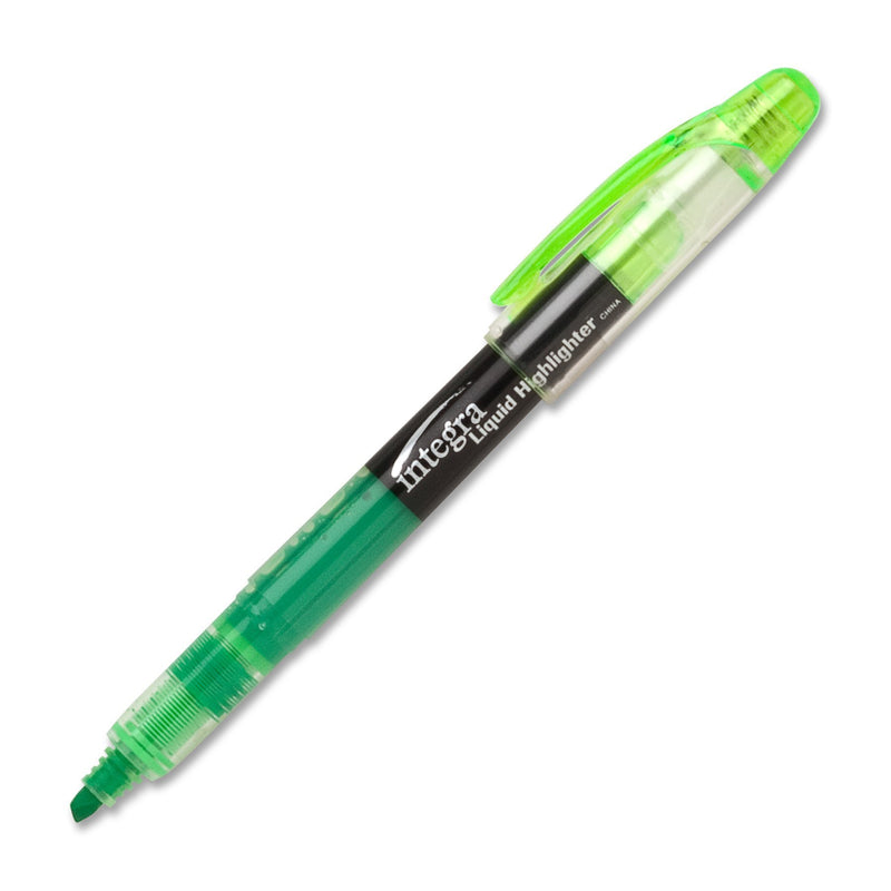 Integra Liquid Ink Highlighter, Chisel Tip, Fade Resistant, Fluorescent Green (ITA33314)