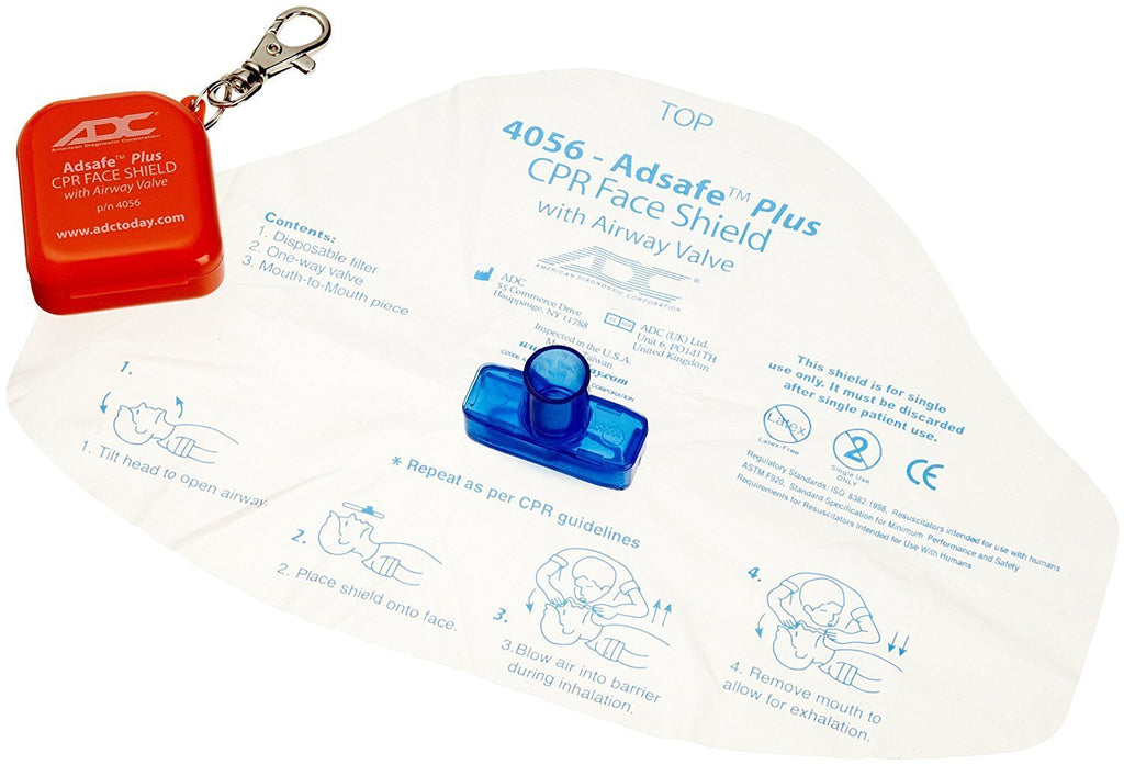 ADC - 4056OR 4056 Adsafe Plus Single-use CPR Face Shield with Keychain and Case Adult, Orange, 2.4 Ounce