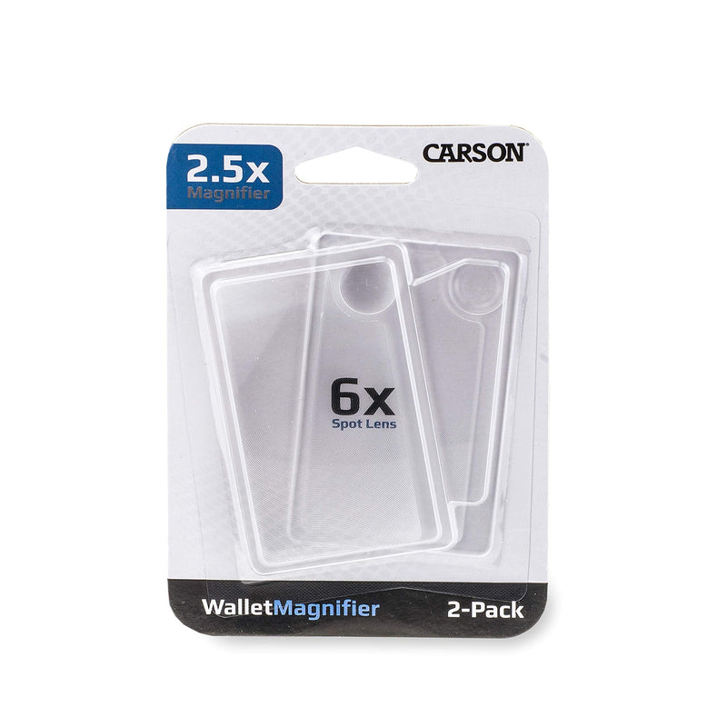 Carson Twin Pack 2.5x Power Credit Card Size Magnifiers with 6x Spot Lens (WM-01)