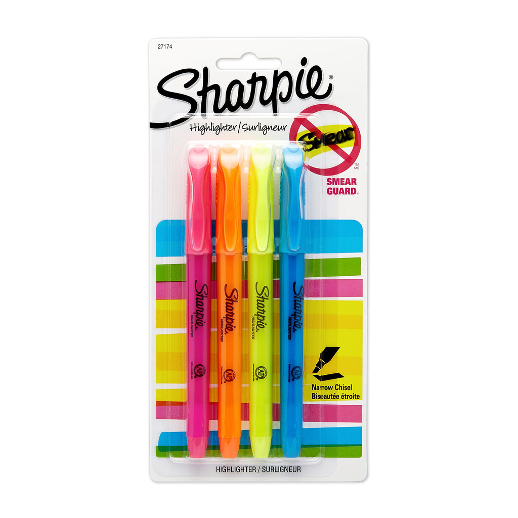 Sharpie Pocket Style Highlighters, Chisel Tip, Assorted Colors, 5 Count 4-Pack