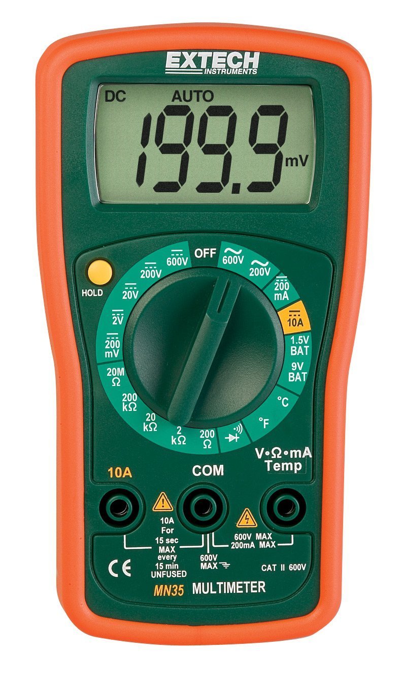 Extech - 645618 MN35 Digital Mini MultiMeter MN35 Manual Ranging Multimeter
