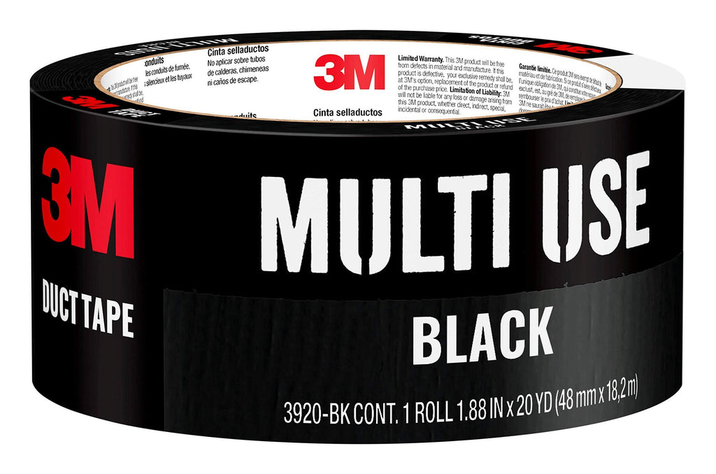 Scotch Painter's Tape 3M Multi-Use Colored Duct Tape, Black, 1.88 Inches by 20 Yards, 3920-BK, 1 Roll