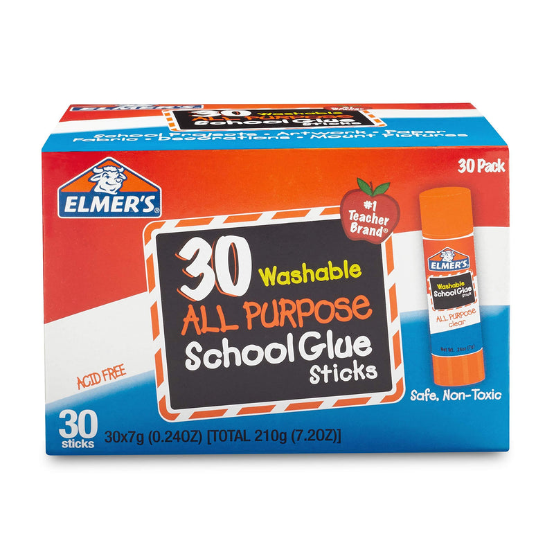 Elmer's All Purpose School Glue Sticks, Washable, 7 Gram, 30 Count