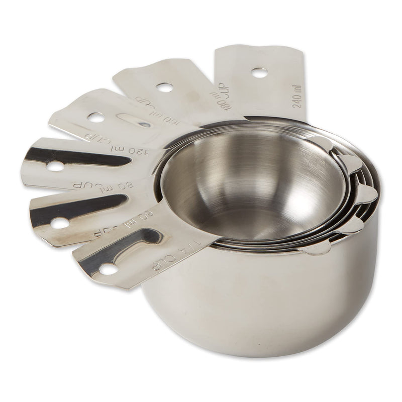 RSVP International Endurance (NCP-6) Stainless Steel Measuring Cups, Set of 6 | 1/4 Cup to 1 Cup Measurements | Nest for Easy Storage | Dishwasher Safe | Dry or Liquid | Baking or Cooking,Medium 6 Piece, Nesting Cups