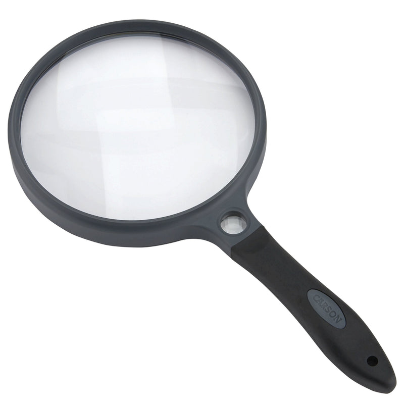 Carson SureGrip Series Hand Held or Hands Free 2x Power Magnifying Glasses For Reading, Low Vision, Inspection, Craft and Hobby Magnifiers 5.0 inch Lens