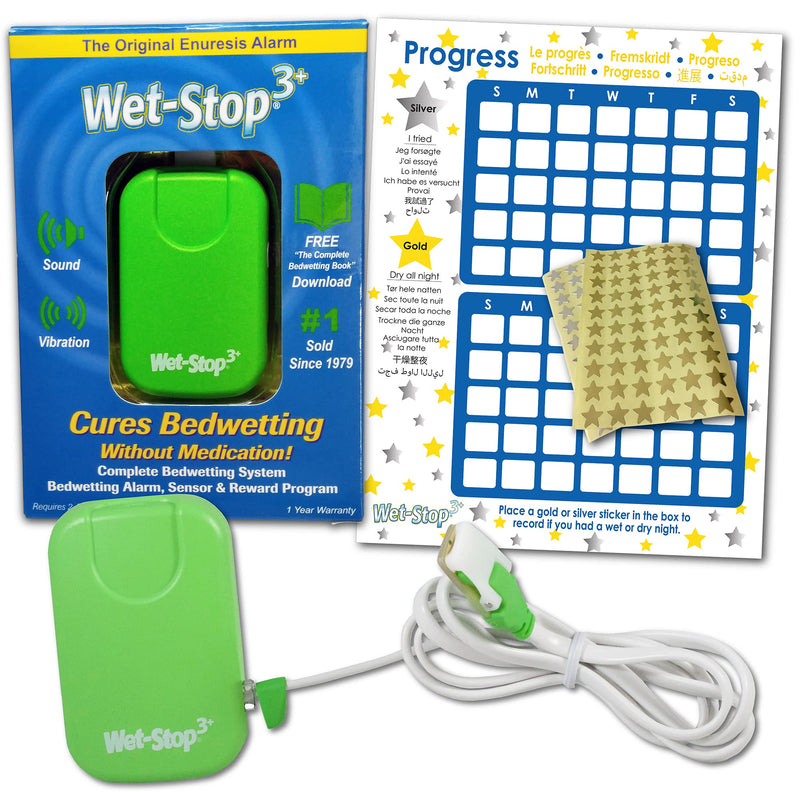 Wet-Stop 3 Green Bedwetting Enuresis Alarm with Loud Sound and Strong Vibration for Boys or Girls, Proven Solution for Bedwetters…