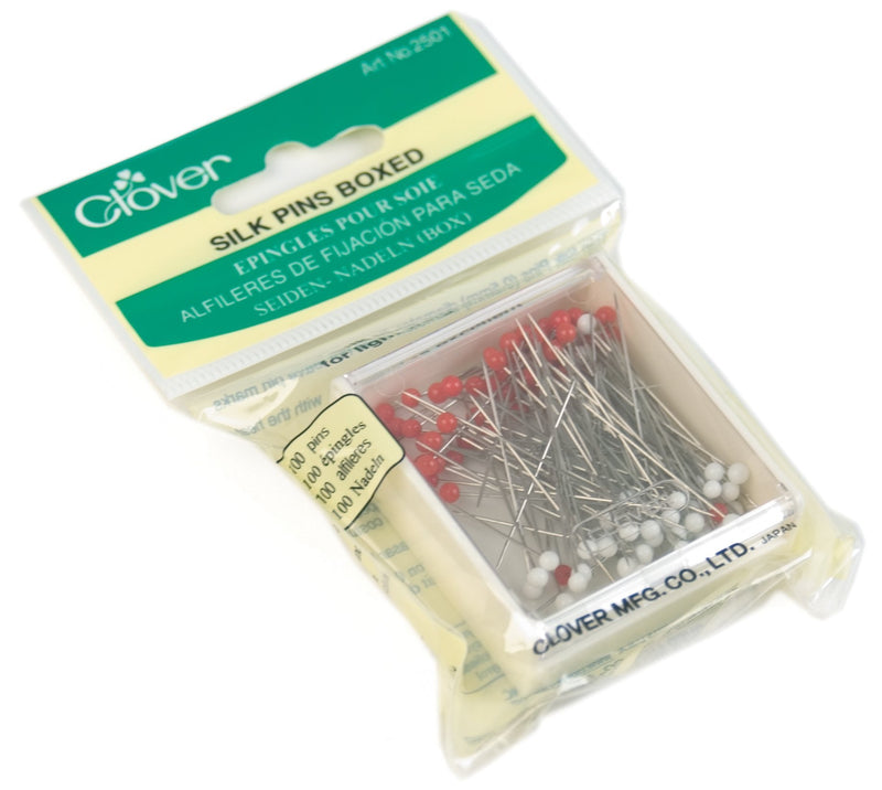 CLOVER Silk Pins Boxed, 100 Per Pack