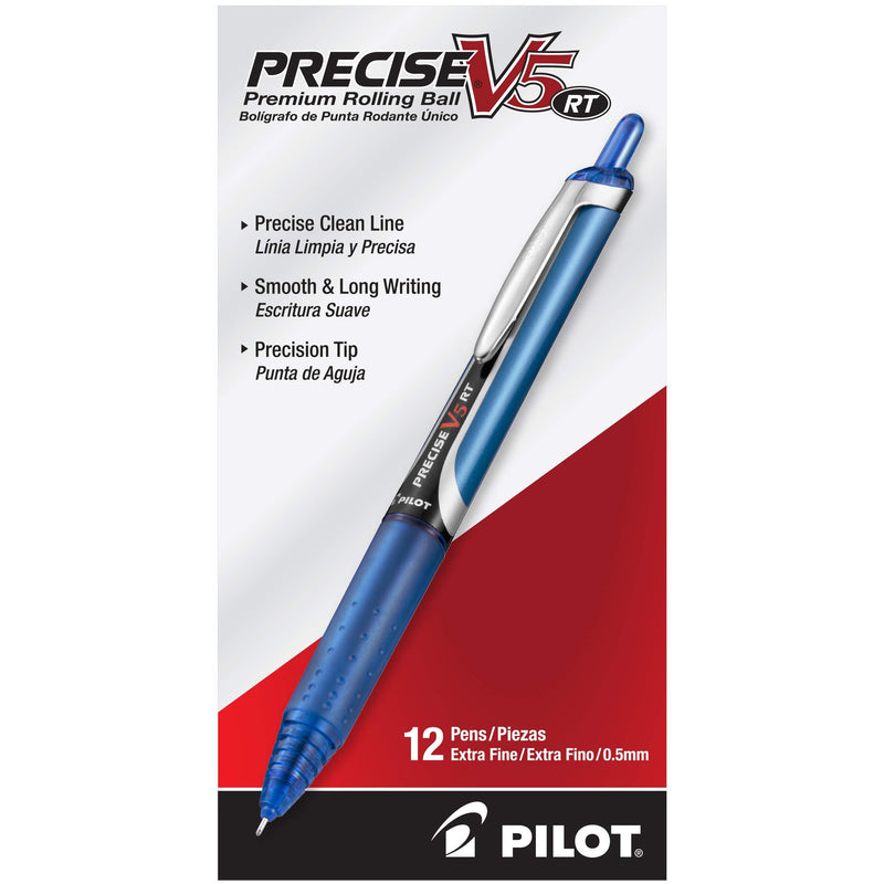 PILOT Precise V5 Stick Liquid Ink Rolling Ball Stick Pens Pack of 12 Blue