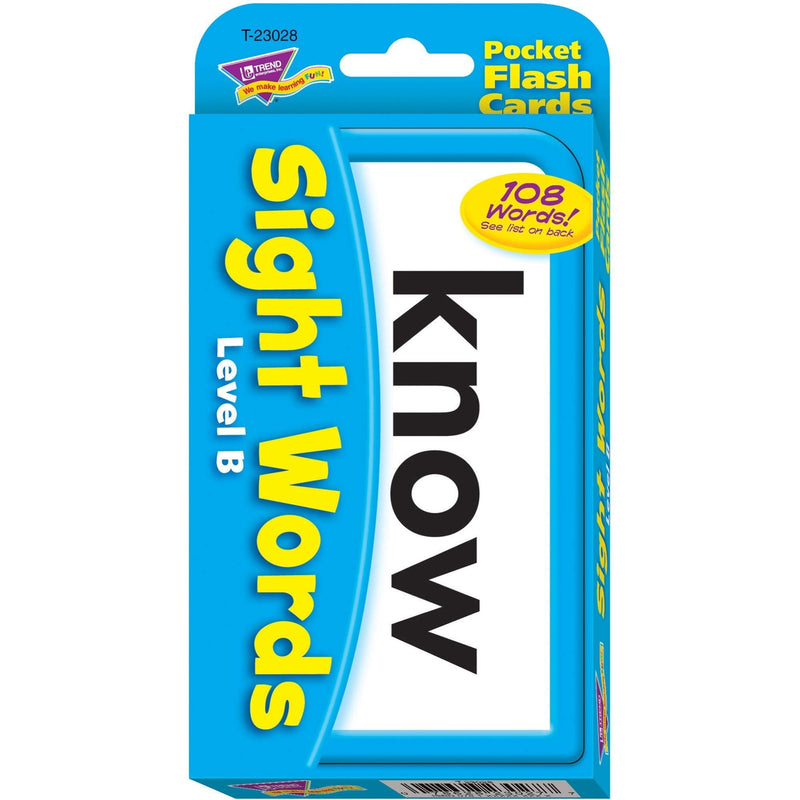 TREND ENTERPRISES, INC. Sight Words Level B Flash Cards, 3.1" x 5.3", count of 56
