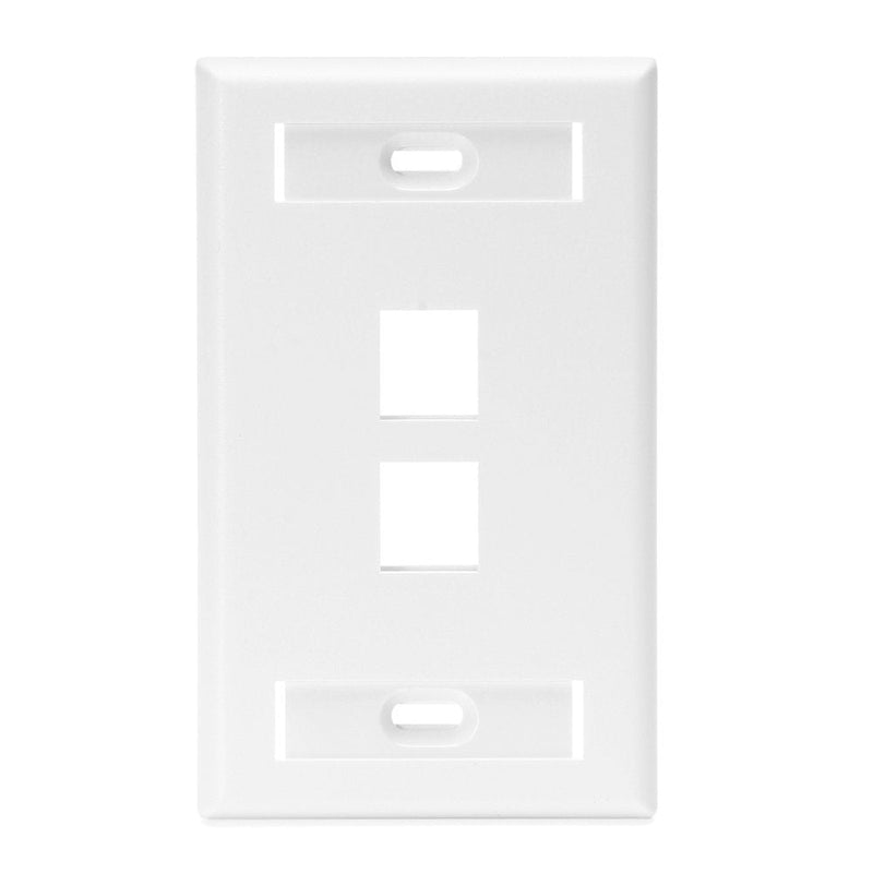 Leviton 42080-2WS QuickPort Wallplate w/ ID Window, Single Gang, 2-Port, White 2 Port