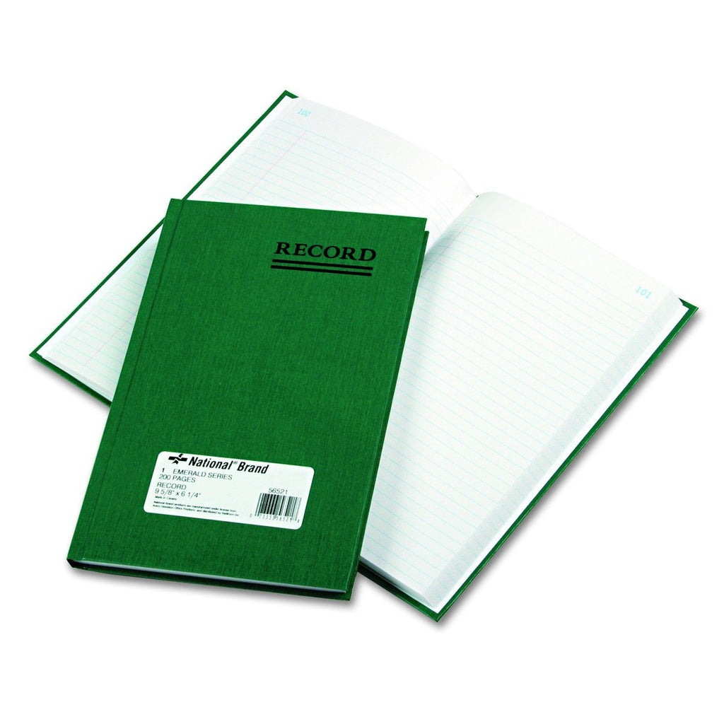 National Emerald Series Record Book, Green, 9.25" x 6", 200 Numbered Pages (56521)