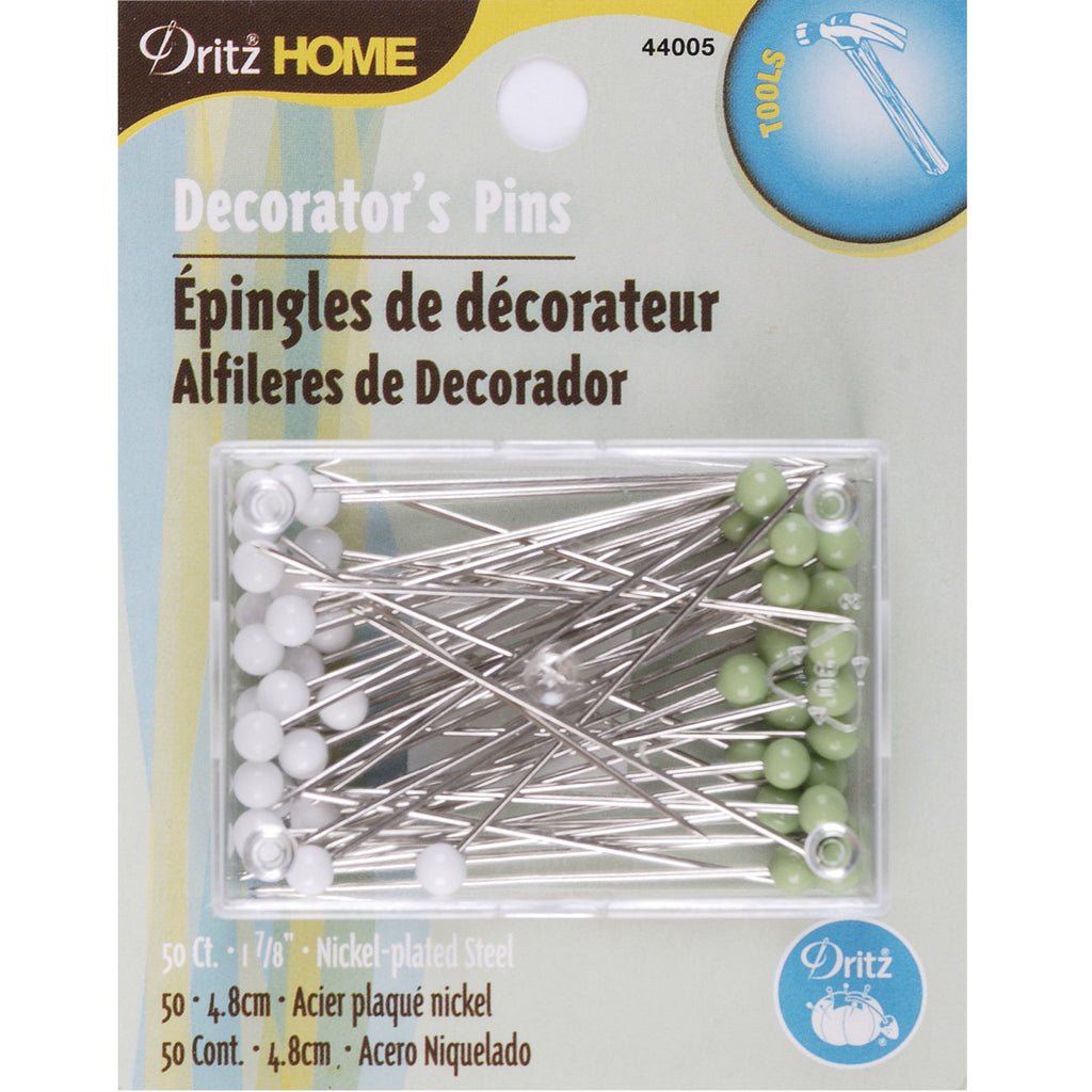 Dritz Home 44005 Decorator's Glass Head Pins, 1-7/8-Inch (50-Piece)