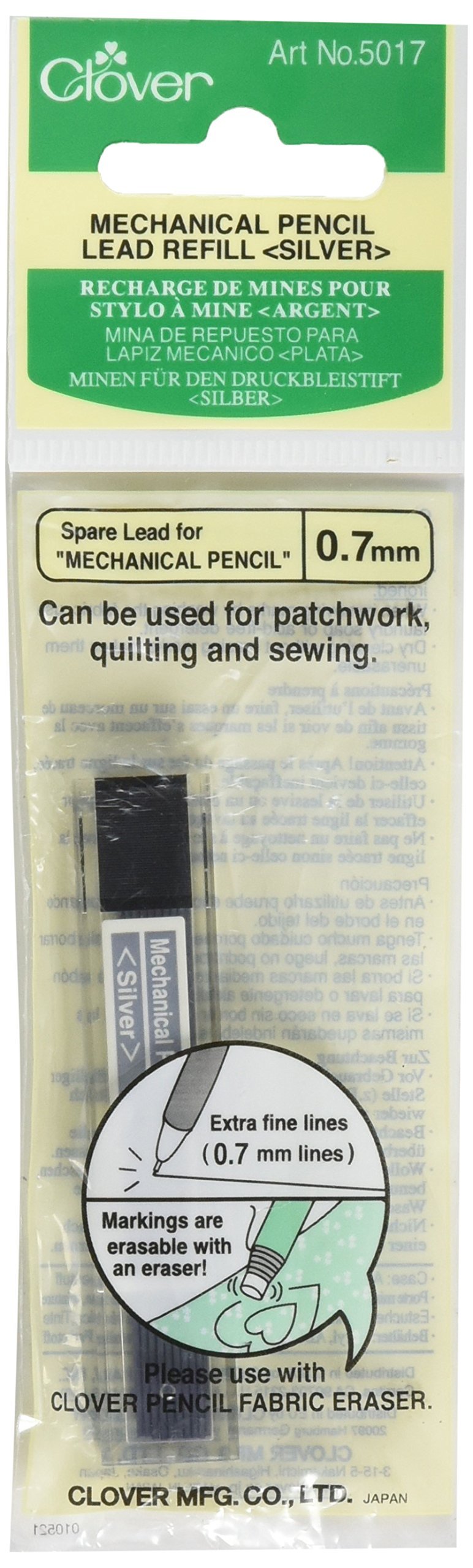 Clover Refill Mechanical 0.7mm Pencil, Silver