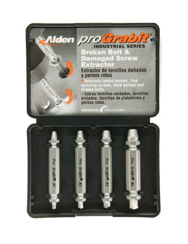 Alden 8440P Grabit Pro Broken Bolt and Damaged Screw Extractor 4 Piece Kit Small