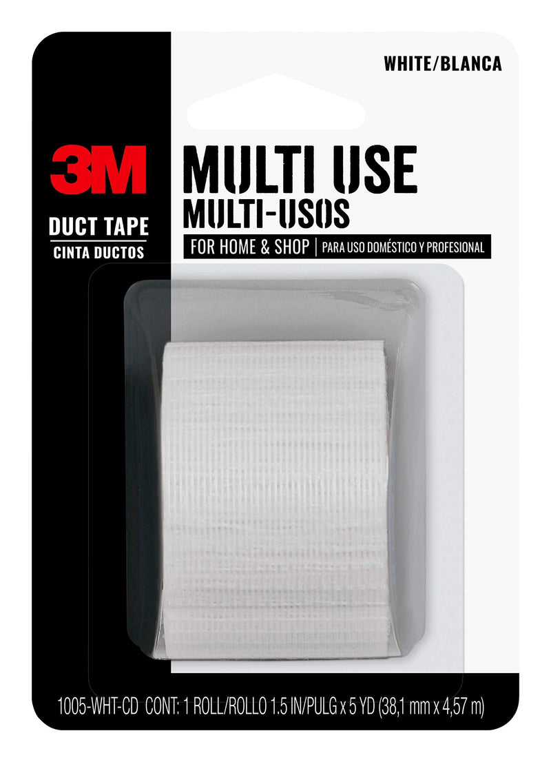 3M Multi-Use Colored Duct Tape, 1.5 inches by 5 yards, White, 1005-WHT-CD , 1 roll