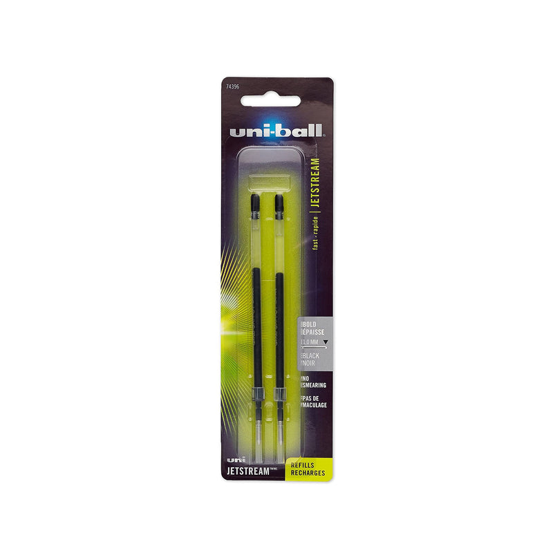 Uni-Ball 74396PP uni-ball Jetstream Ballpoint Pen Refills, Bold Point (1.0mm), Black, 2 Count Refills - Black Medium Point