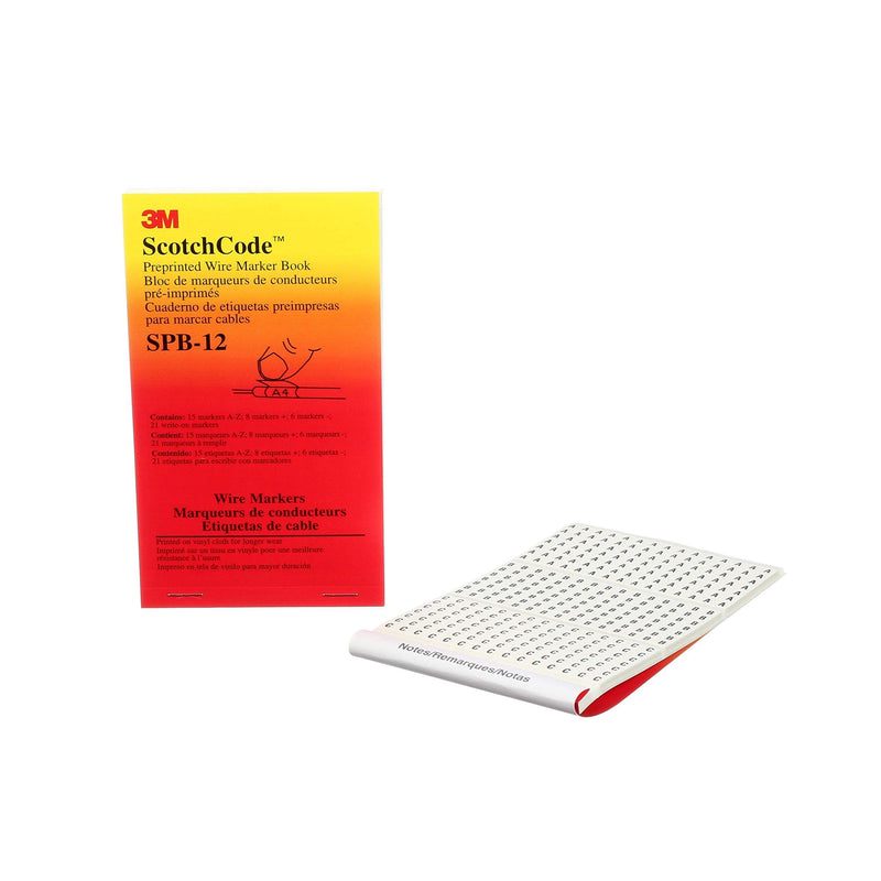 3M ScotchCode Pre-Printed Wire Marker Book SPB-12, Black Print on White Background